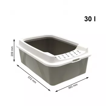 Kačių tualeto dėžė rotho Bonnie Eco Cappuccino 30 L uždaras plastikinis padėklas su dangčiu, 572×393×209 mm