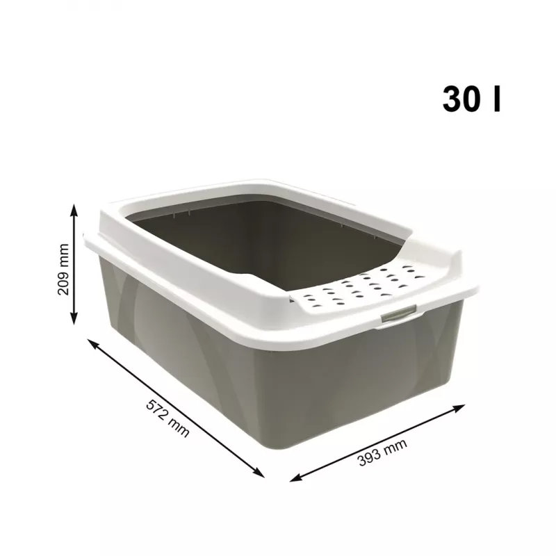 Kačių tualeto dėžė rotho Bonnie Eco Cappuccino 30 L uždaras plastikinis padėklas su dangčiu, 572×393×209 mm