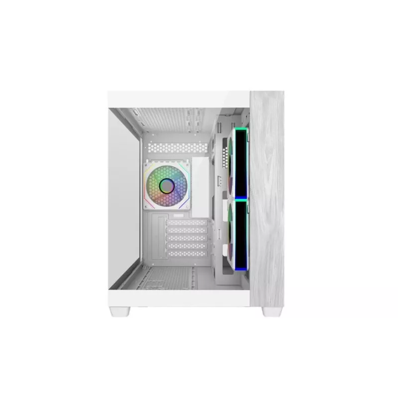 Cooler Master E481-WHNN-S00 Elite 481 WOOD White, mATX, priekinis skydelis, 70° pilno vaizdo grūdintas stiklas
