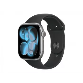 Apple Watch Series 11 GPS 46 mm pilkos spalvos aliuminio korpusas su juodu sportiniu dirželiu - S/M | Apple