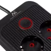 Maitinimo lizdų blokas MACLEAN MCE389 B — 6 lizdai, 4×USB-A + 1×USB-C, 110–240V, 2.1A, 2500W, 1.5 m laidas, juodas