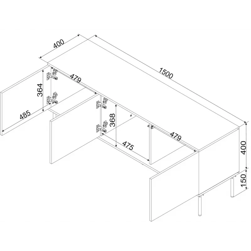 Cama RTV 3D TRESSE Spintelė 150x40x55 matinis žalias