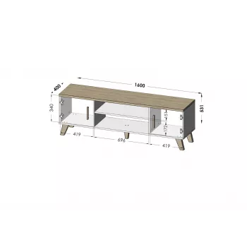 Cama TV stand LOTTA 160 2D2K Balta/sonoma