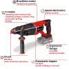Profesionalus akumuliatorinis perforatorius TP-HD 18/26 D Li BL - Solo, 18 voltų (juoda / raudona, be akumuliatoriaus ir įkroviklio, E-Case dėkle)