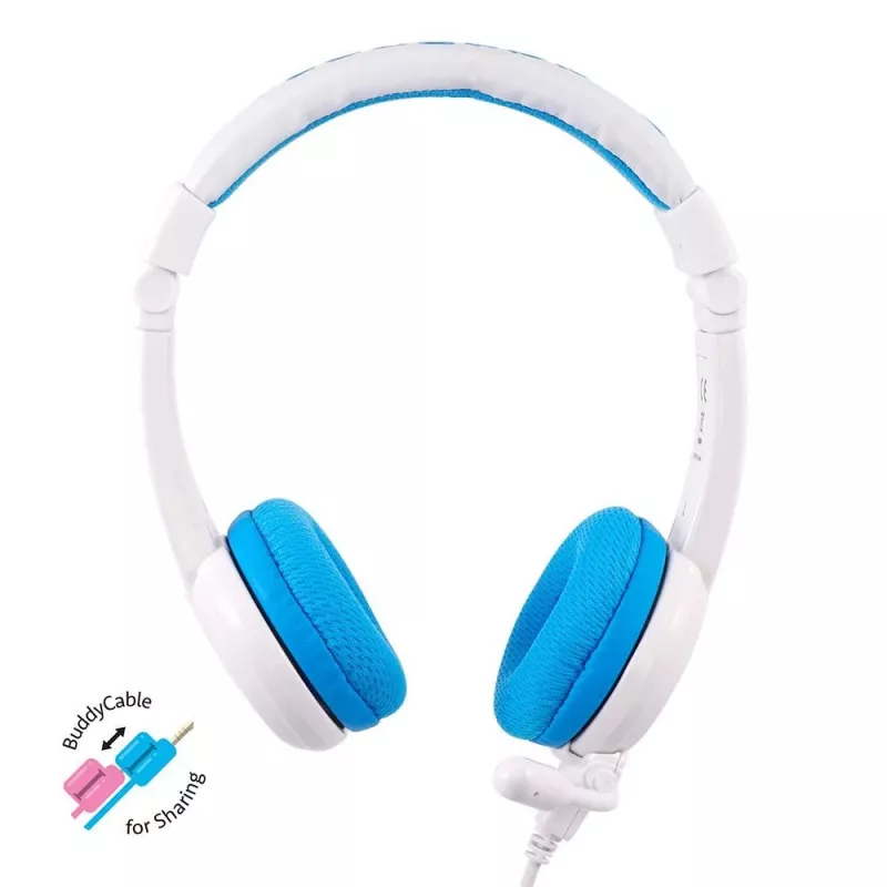 Laidinės ausinės buddy phones School+ — Galvos lankelis, Circumaural, 20–20000 Hz, 1,4 m laidas, Mėlyna/Balta
