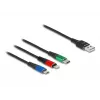 DeLOCK USB įkrovimo laidas 3 viename Type-A į Lightning Micro USB USB Type-C 30 cm