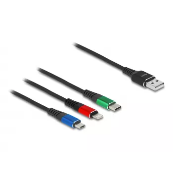 DeLOCK USB įkrovimo laidas 3 viename Type-A į Lightning Micro USB USB Type-C 30 cm