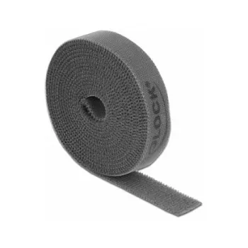 Tvirtinimo juosta DeLOCK Velcro juosta ant ritinėlio, ilgis 2 m, plotis 15 mm, pilka