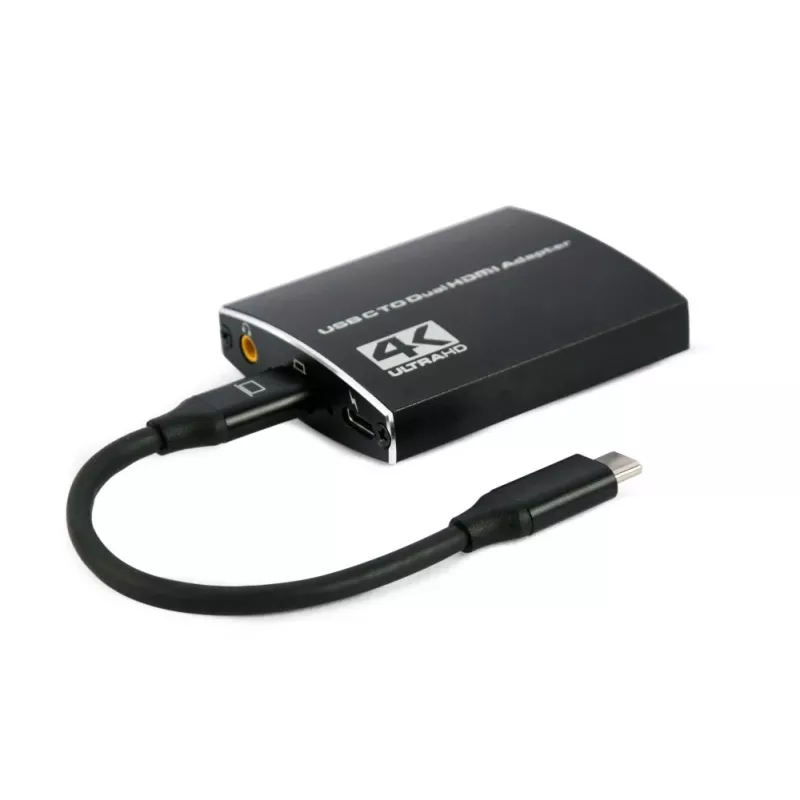 Gembird A-CM-HDMIF2-01 USB-C to dual HDMI adapter, 4K 60Hz, Juoda