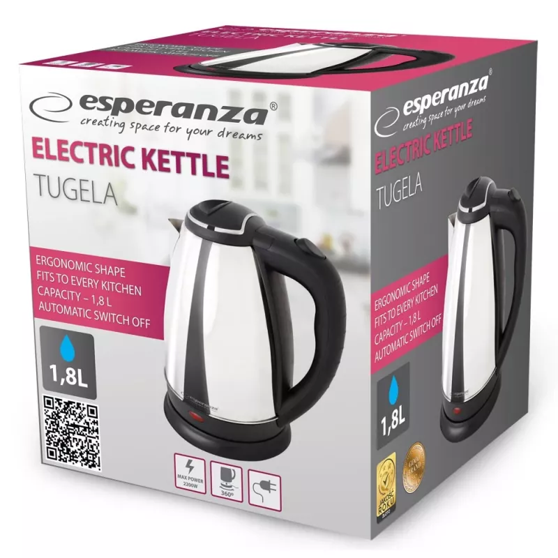 Esperanza EKK104S Electric kettle 1.8 L 2200 W Sidabrinė
