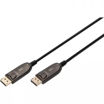 DisplayPort AOC hibridinis šviesolaidinis kabelis, UHD 8K (juodas, 30 metrų)