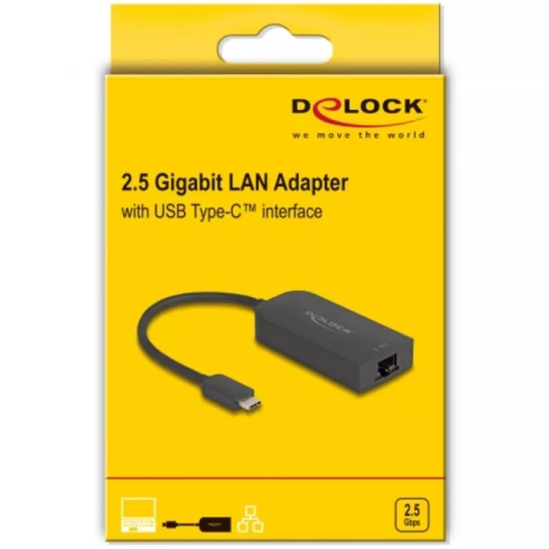 DeLOCK 66045 kabelio jungčių adapteris USB 5 Gbps Type-A 2,5 Gigabit LAN RJ45 juodas