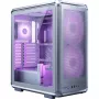 Kompiuterio Midi Tower korpusas Cooler Master MasterFrame 500 Mesh — juodas su permatomu šonu, palaiko ATX maitinimo bloką, 2x200 mm priekyje + 1x120 mm gale, 2,5 colio/3,5 colio diskų talpinimo vieta