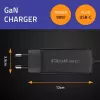 GaN 90W įkroviklis QOLTEC 52420 USB-C PD 5–20V 3A/4,5A išėjimas, 220–240V įėjimas, 1,8 m laidas, juodas
