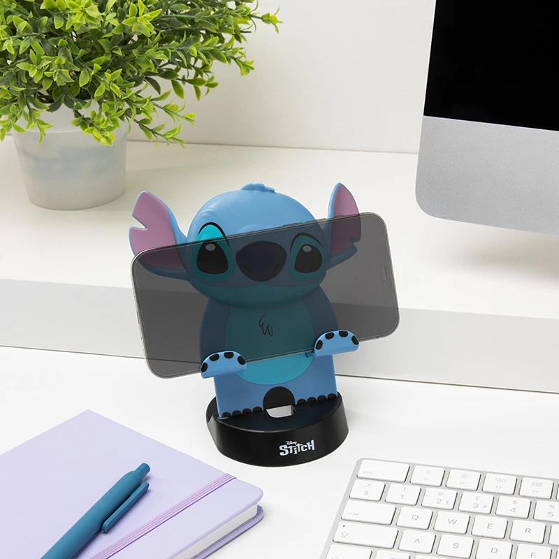 Išmaniojo telefono laikiklis Paladone PP13486LS Stitch dizainas — reguliuojamas stovas telefonams ir mažiems planšetiniams kompiuteriams