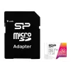 „Silicon Power“ 32 GB „MicroSDHC“ atminties kortelė UHS‑I Class 10 (skaitymas 100 MB/s) su adapteriu, rožinė