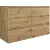 Komoda viršutinė parduotuvė K120 ARTISAN 2X3, ąžuolo apdaila, 6 stalčiai, 750×400×1200 mm