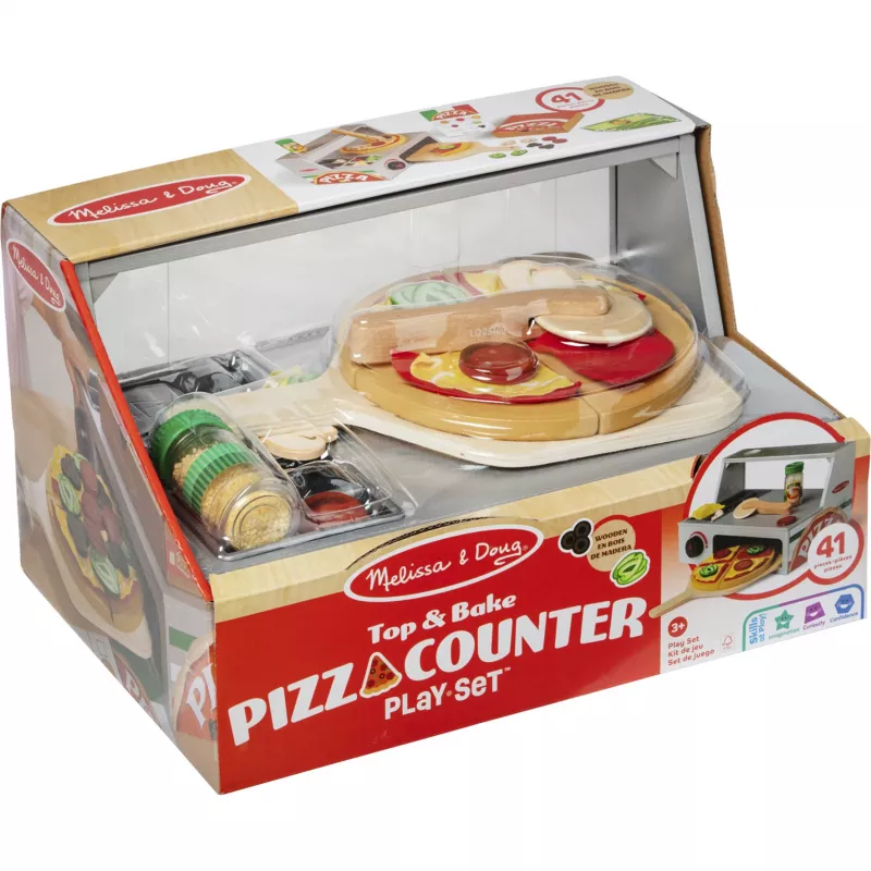 Žaidimų virtuvės priedas Spin Master Melissa & Doug Top & Bake Pizza Counter, žaidimų picos rinkinys