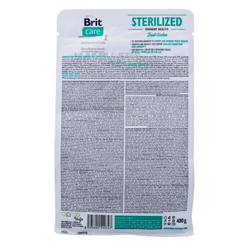 BRIT Care Grain-Free Sterilized Urinary - sausas kačių ėdalas - 400 g