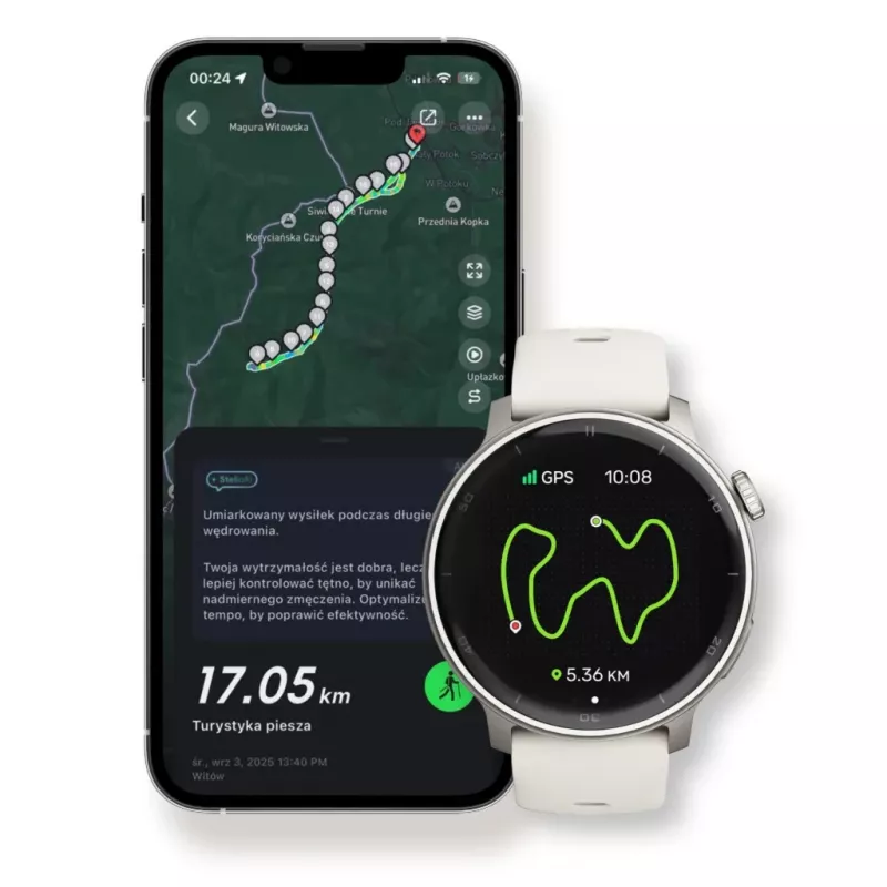 Išmanusis laikrodis Stelio Activ GPS 46 mm sidabrinis STSWA101SR, GPS, 46 mm korpusas