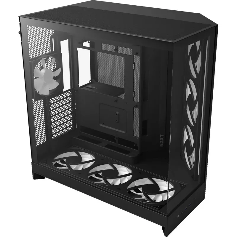 NZXT kompiuterio korpusas H9 Flow RGB+ Midi tower juodas