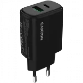 CANYON įkroviklis OnCharge 250 25W 1xPD 1xQC EU juodas