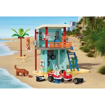 Žaislų rinkinys PLAYMOBIL gelbėjimo bokštas ir paplūdimio bagis 71903 – rinkinys su bokštu ir bagiu