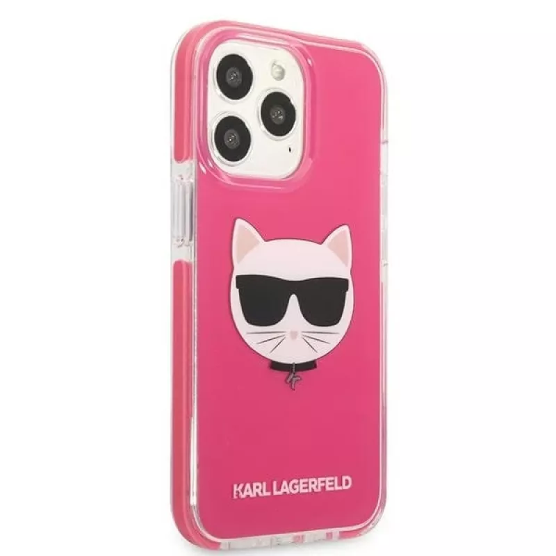 Karl Lagerfeld KLHCP13XTPECPI Iphone 13 Pro Max 6.7 kietas dėklas Fuchsia/FUSCHIA Choupette Head