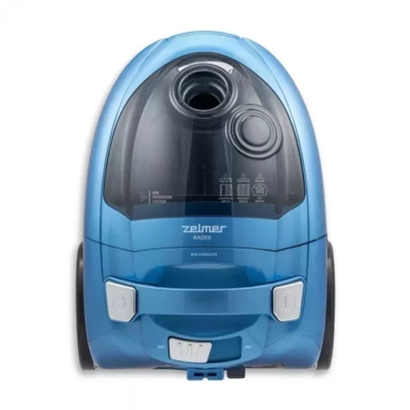 Bemaišis dulkių siurblys ZELMER ZVC032P Mėlynas 1200W, kompaktiškas cilindrinis dizainas