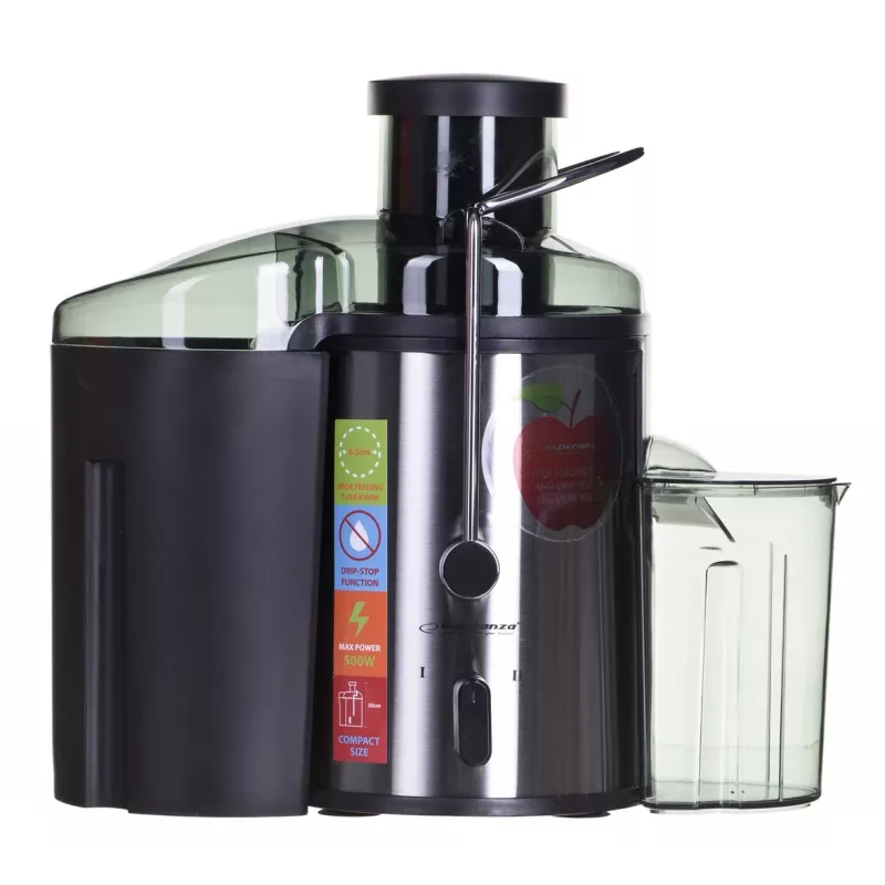 Sulčiaspaudė ESPERANZA EKJ002 - 500 W, 0,45 l sulčių talpykla, 1,5 l minkštimo dėžė, nerūdijantis plienas/juoda