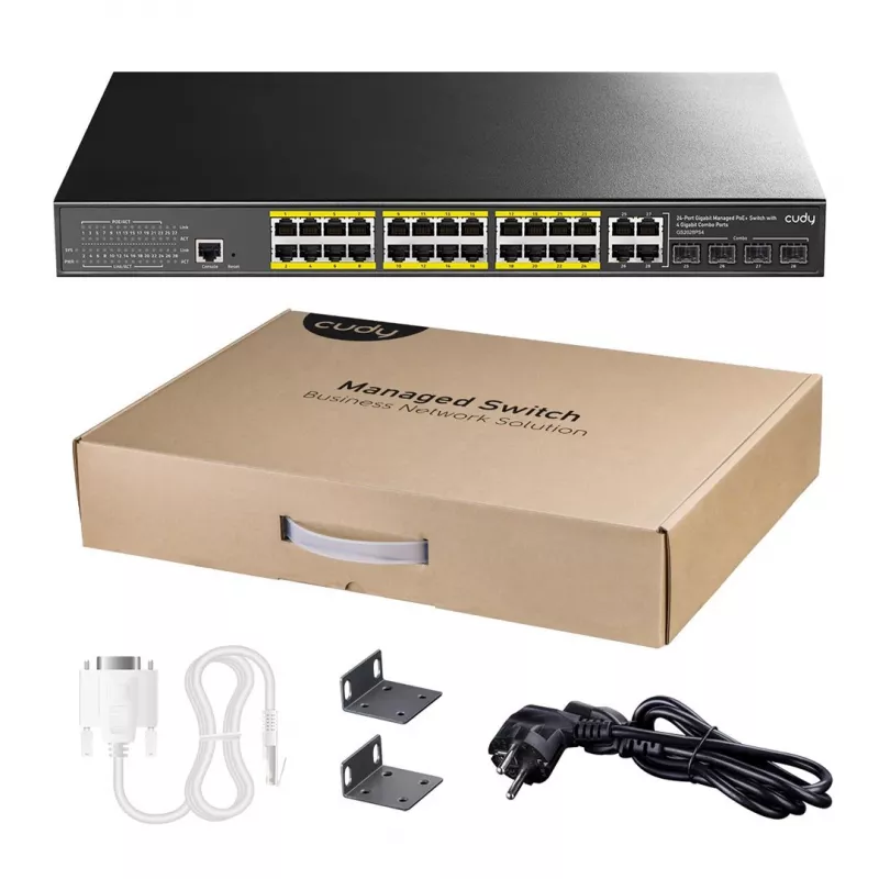 Valdomas komutatorius Cudy GS2028PS4 L2 Gigabit Ethernet 24 prievadų PoE
