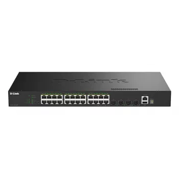 D-Link 28 prievadų gigabitinio sudėtino PoE+ išmaniojo valdomo komutatoriaus su 4 x 10G SFP+ prievadais