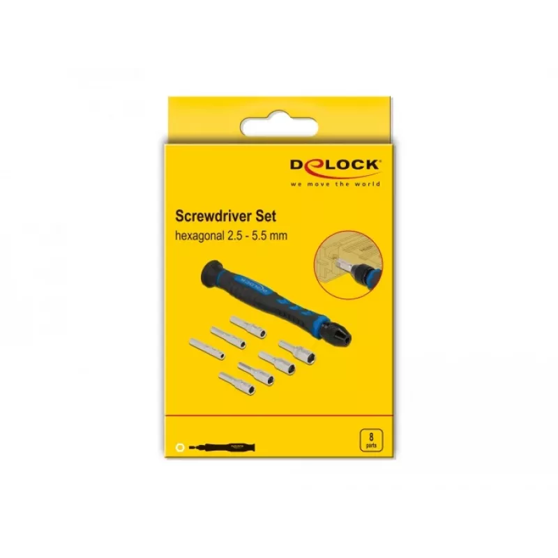 Atsuktuvų rinkinys DeLOCK 90551 8 vnt. išorinis šešiakampis tuščiaviduris kotas 2,5 - 5,5 mm