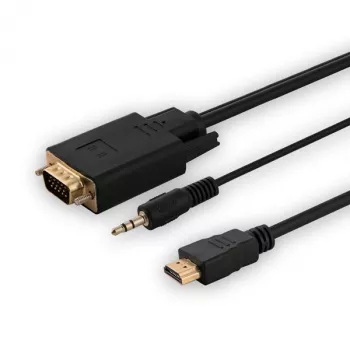 SAVIO HDMI į VGA kabelis CL-198, HDMI kištukas į VGA kištuką su garsu, 1,8 m ilgio