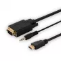 SAVIO HDMI į VGA kabelis CL-198, HDMI kištukas į VGA kištuką su garsu, 1,8 m ilgio