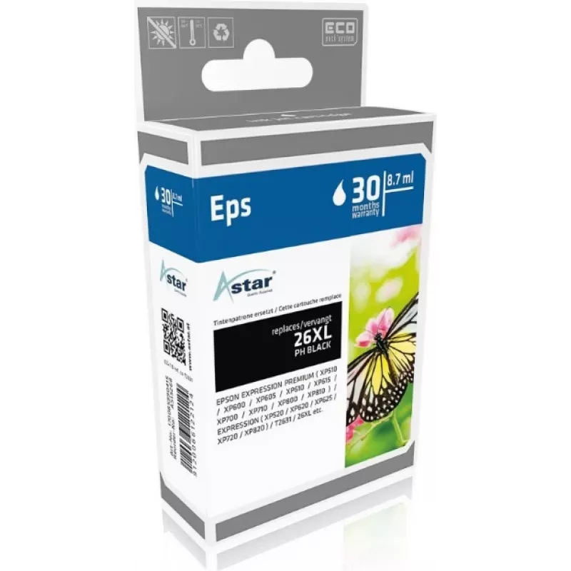 AS15268 ASTAR EPSON XP600 PHB 400 puslapių 8,7 ml fotodažų juoda (AS15268)