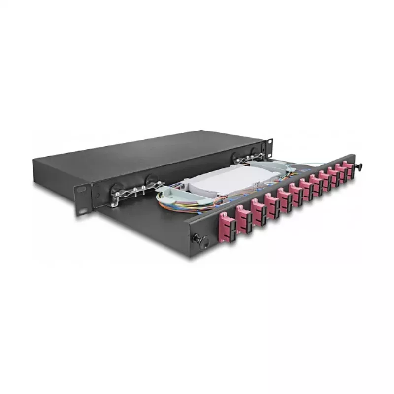 Skaidulinės optikos sujungimo dėžutė DeLOCK 67008 Juoda Metalas 482x220x44mm