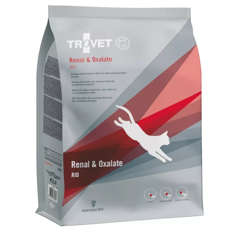 Sausas kačių maistas TROVET Renal & Oxalate RID veterinarinė dieta, 2,5 kg, vištienos skonio, šlapimo takų palaikymui