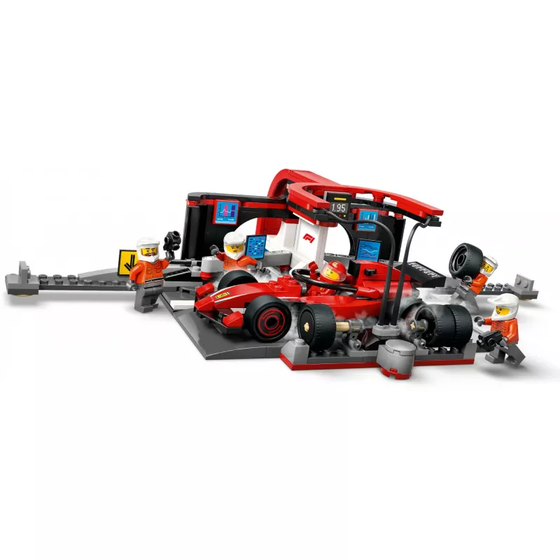 LEGO City F1 boksų sustojimo rinkinys 60443 — Ferrari F1 automobilis, 322 dalys, 5 minifigūrėlės, amžius 6+