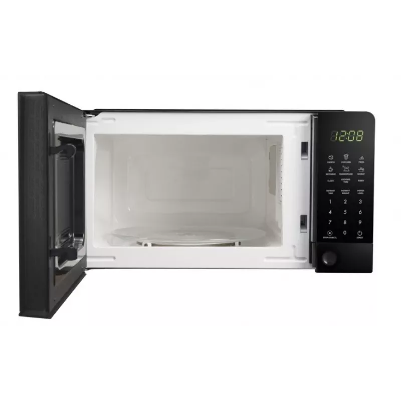 Solo mikrobangų krosnelė ESPERANZA EKO009 — 700 W, 20 L, LED ekranas, jutiklinis valdymas, 24,5 cm stiklinis sukamojo stalo padėklas, juoda