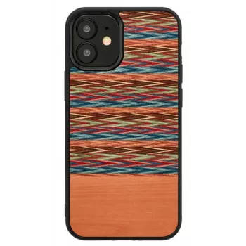 Telefono dėklas “Man and Wood”, skirtas “iPhone 12 mini” — rudas langinis raštas su juodu apvadu