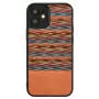 Telefono dėklas “Man and Wood”, skirtas “iPhone 12 mini” — rudas langinis raštas su juodu apvadu