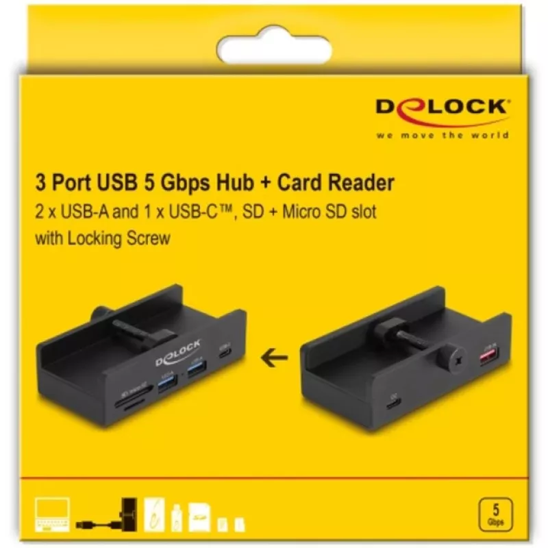DeLOCK 64263 USB šakotuvas Type-A 5000 Mbit/s juodas