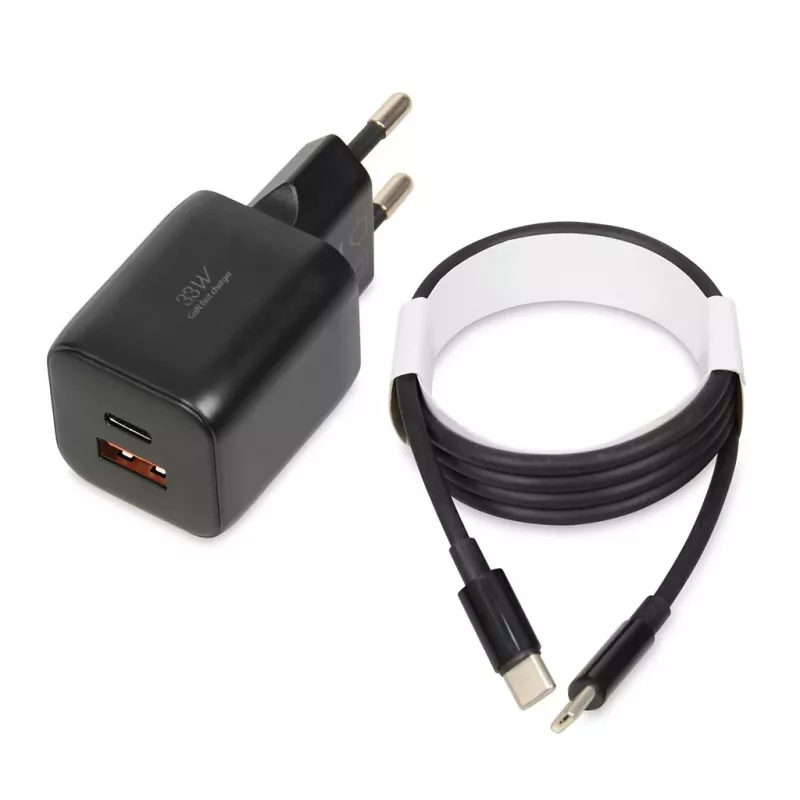 Išorinis maitinimo adapteris IBOX ILUC42B 12V 2A, 33W, USB-A + USB-C PD3.0, QuickCharge 3.0, universalus
