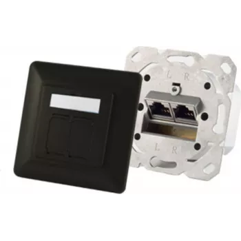 Kištukinis lizdas 2 x RJ-45 ShiverPeaks S/CONN 74280-S — Cat6a, 500 MHz, metalinis korpusas, juodas