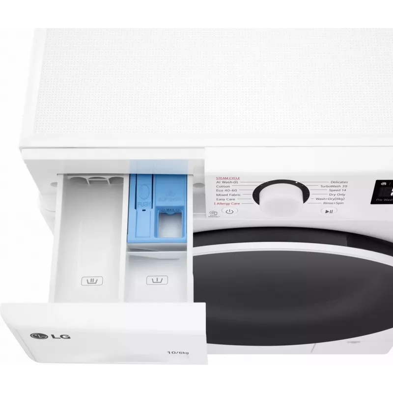 LG F4DR510S0W skalbimo mašina-džiovyklė 10 kg 1400 aps./min. balta