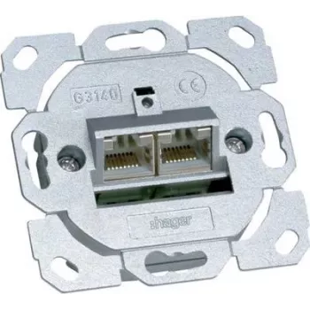 Hager G3140 Cat.6a duomenų lizdas 2-ių vietų 8/8 kontaktų (G3140)