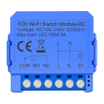 WiFi jungiklis Avatto WSM16-DC32V-1 1 kanalo sausas kontaktas nuolatinei srovei iki 32V