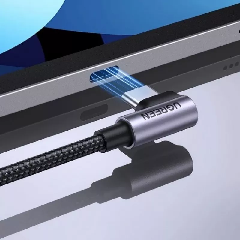 Ugreen USB-C (tiesus) / USB-C (kampuotas) PD QC 60W 3A 0,5m US255 (pilka)
