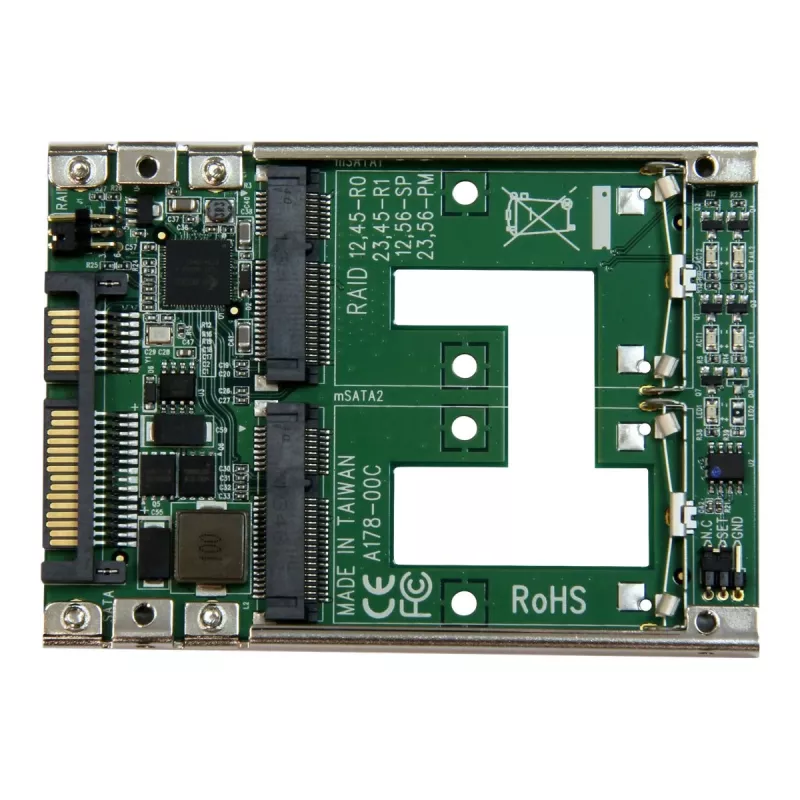 „StarTech.com“ dvigubas mSATA SSD į 2,5 col. SATA RAID adapterio keitiklis